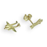 Gold Ohrstecker Flugzeug P38