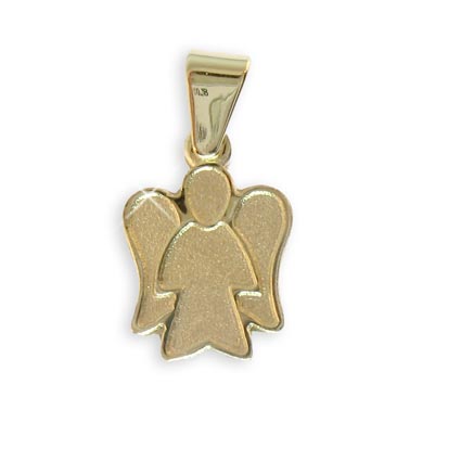 Schutzengel Anhänger 14 Karat Gold 585 – 15 Mm Hoch, Mit Gratis Gravur (Name Oder Datum)